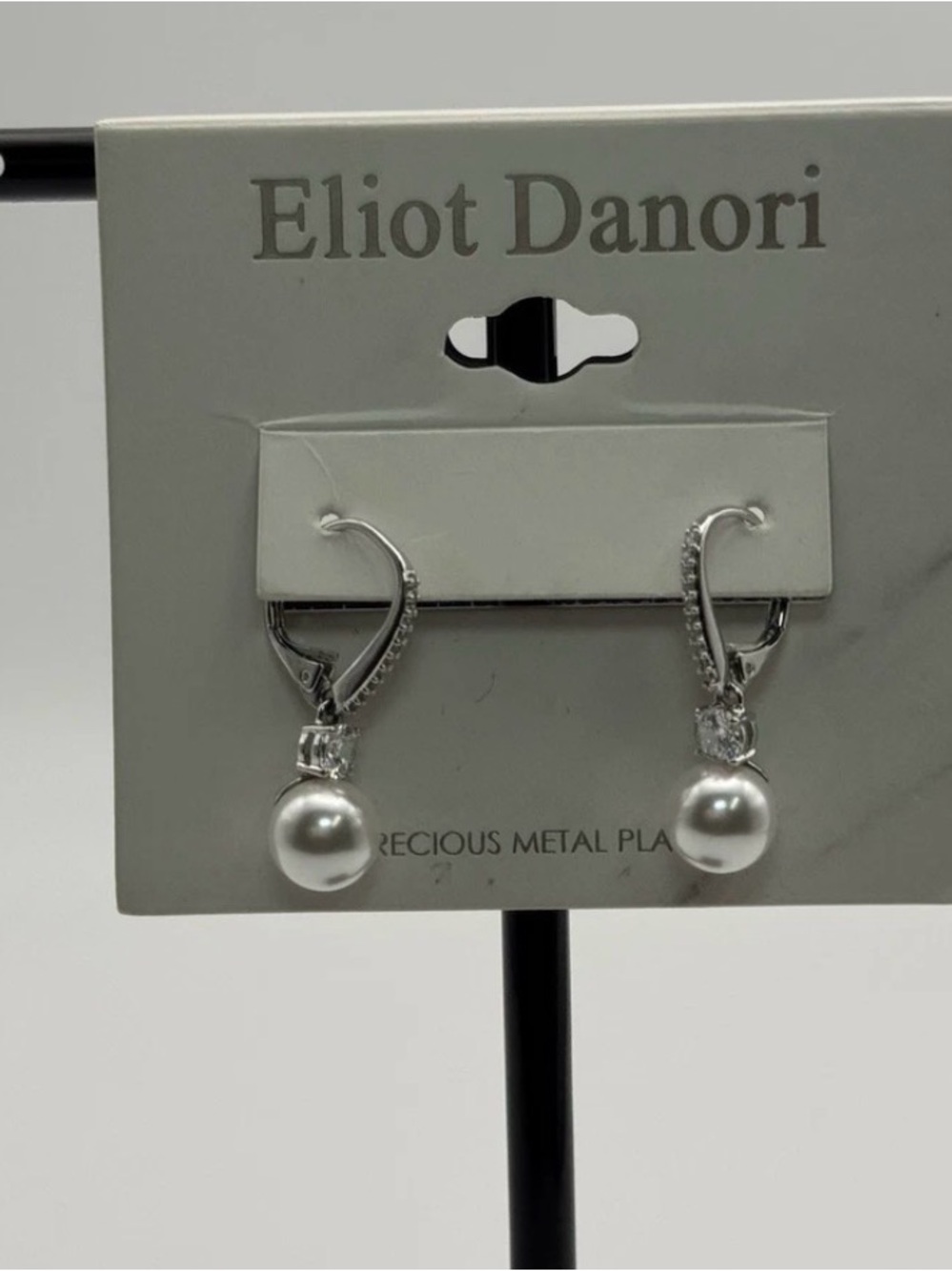 Eliot Danori Silver and White Pearl Dangle Earrings